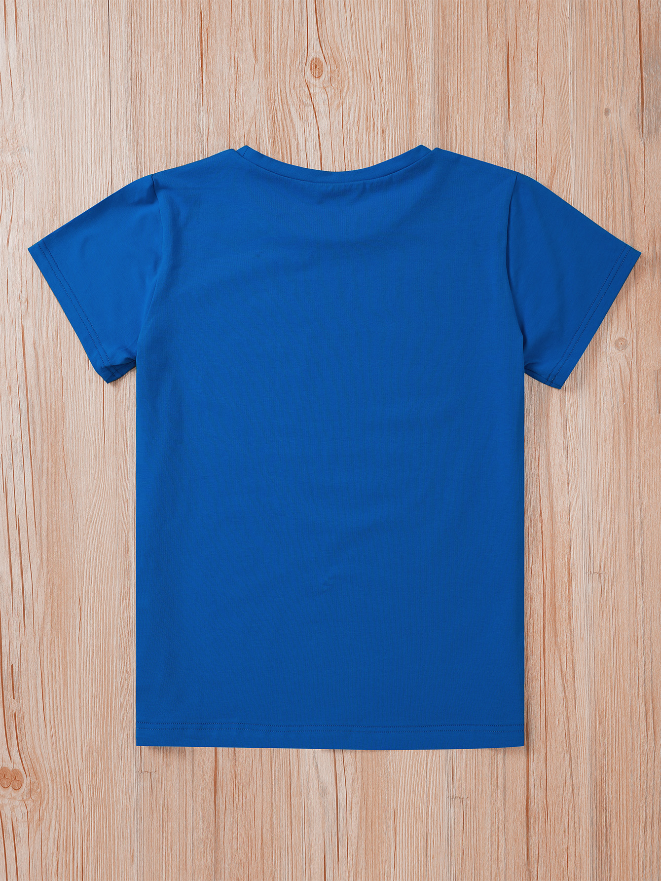 Christmas Print Round Neck Shirt with Short Sleeves