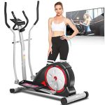 ANCHEER Elliptical Machine for Home Use, Magnetic Elliptical Training Machine with Pulse Rate Grips and LCD Monitor,- Black