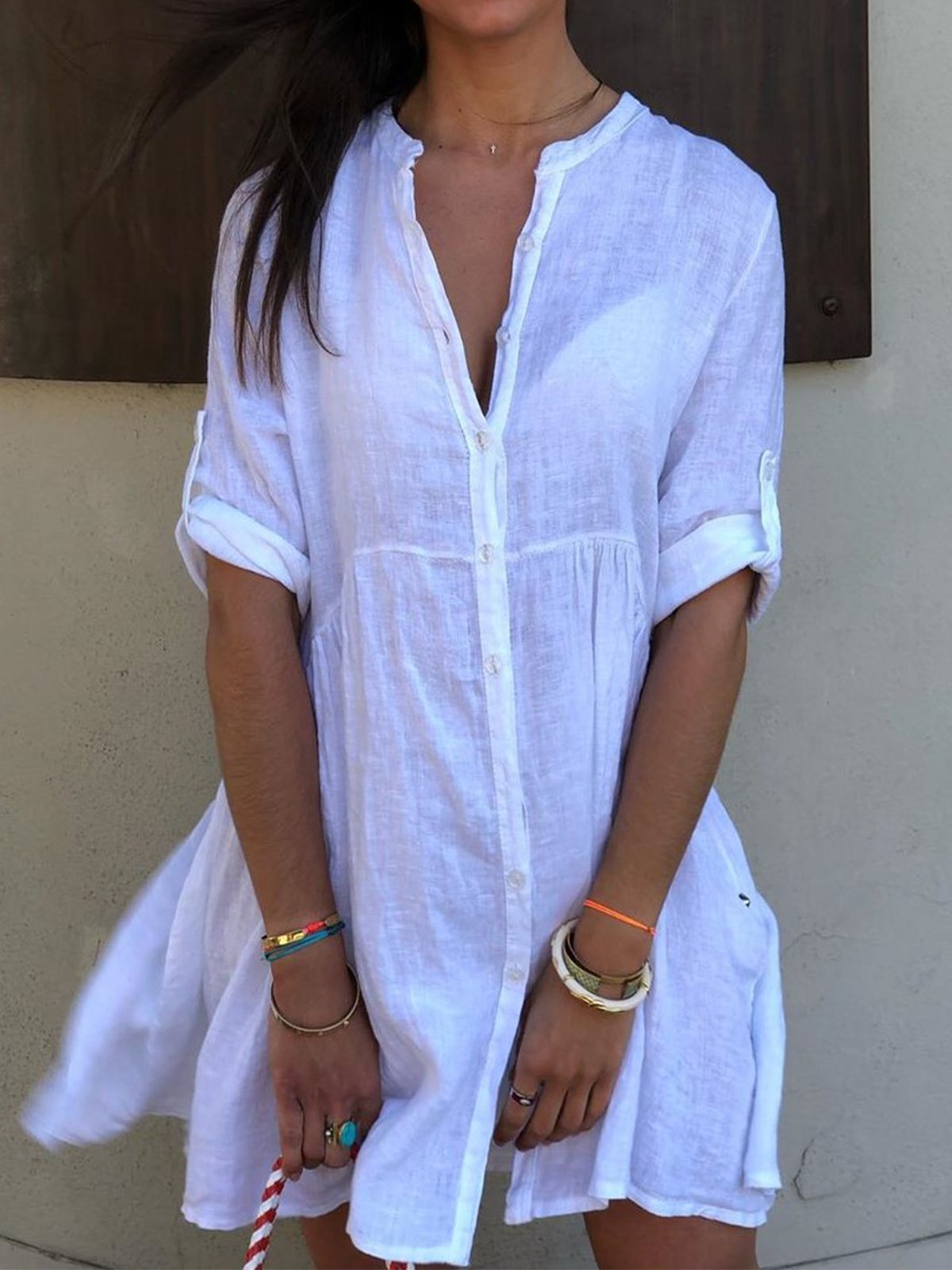 Large size casual cotton dress