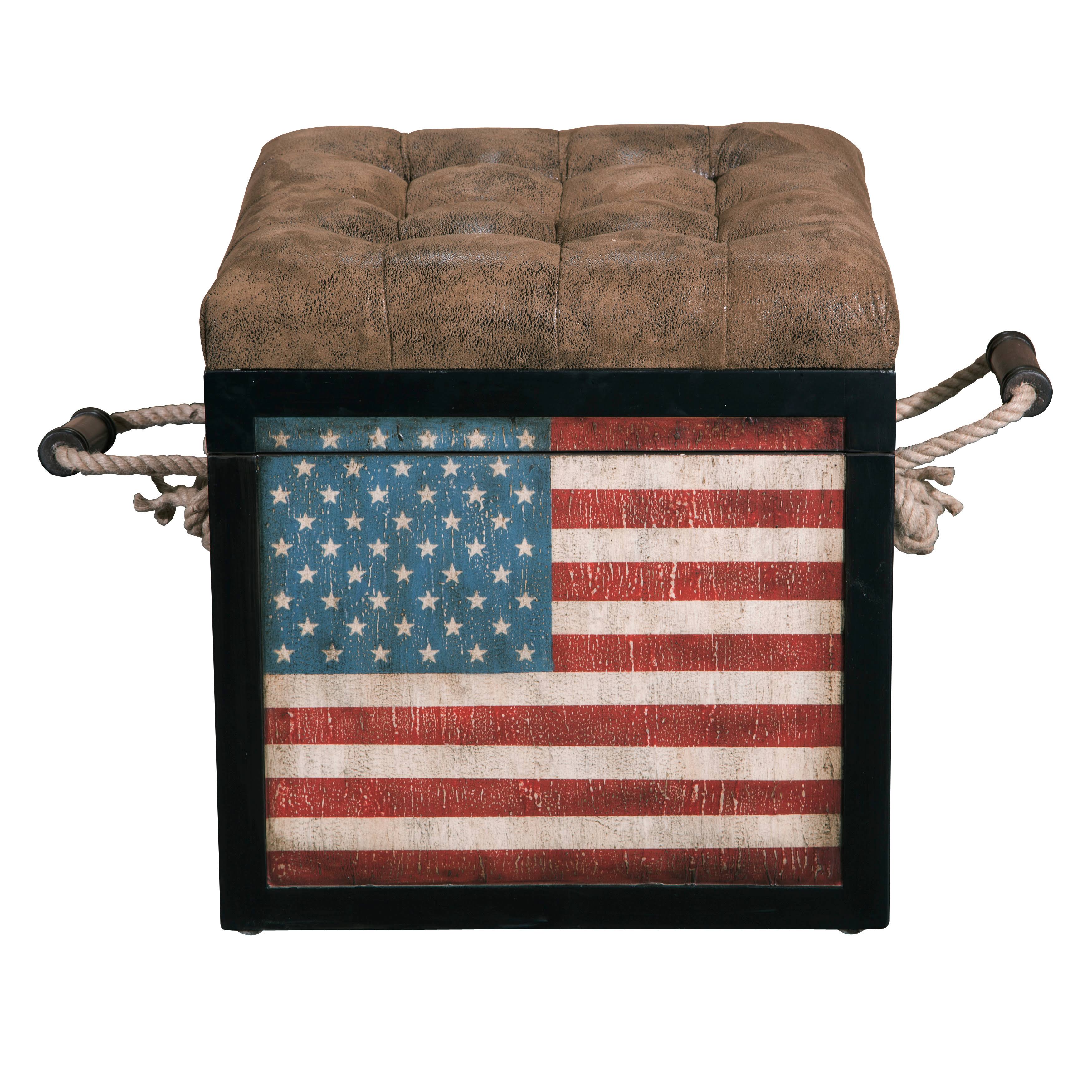 Banner American Flag Storage Ottoman