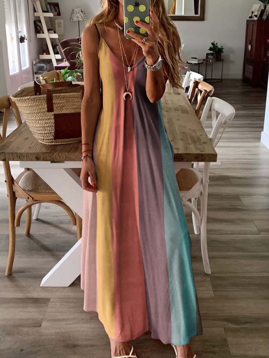 Color-blocked Maxi Holiday Dress