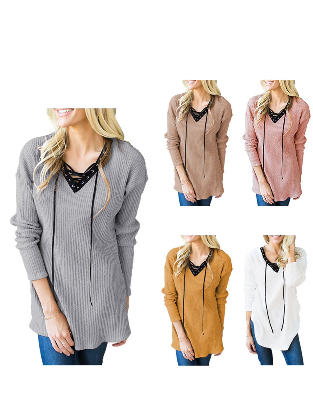 Khaki Casual Solid Knitted Sweater