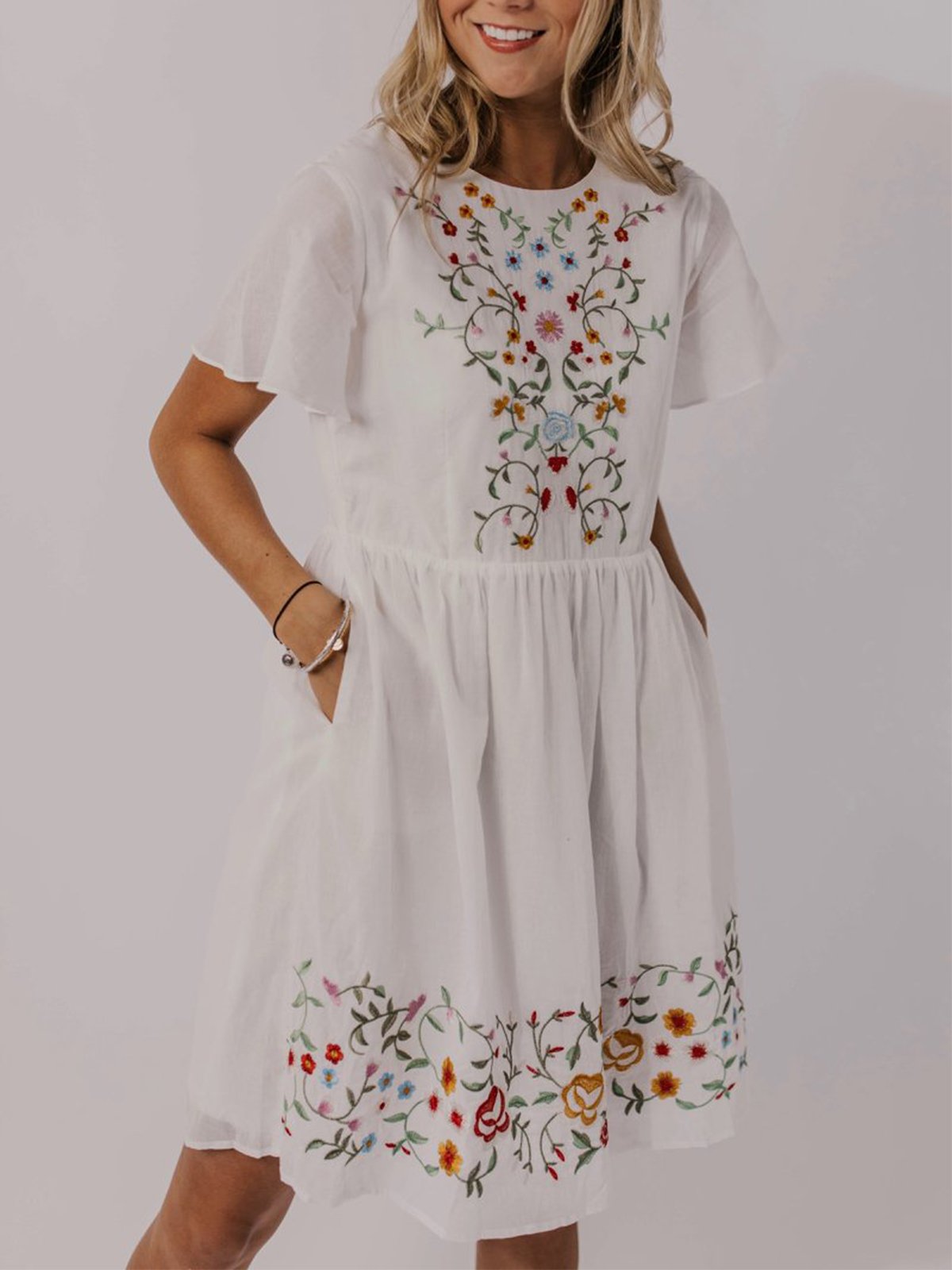 Floral-Print Casual Cotton Dresses