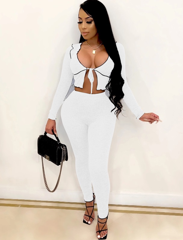 Autumn Matching Sexy Bodycon Crop Top and Pants Set