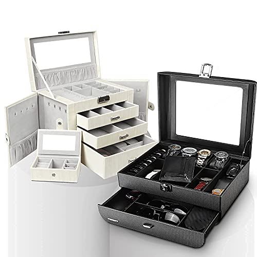 Jewelry Organizer Bundle with Jewelry Box and A Watch Box