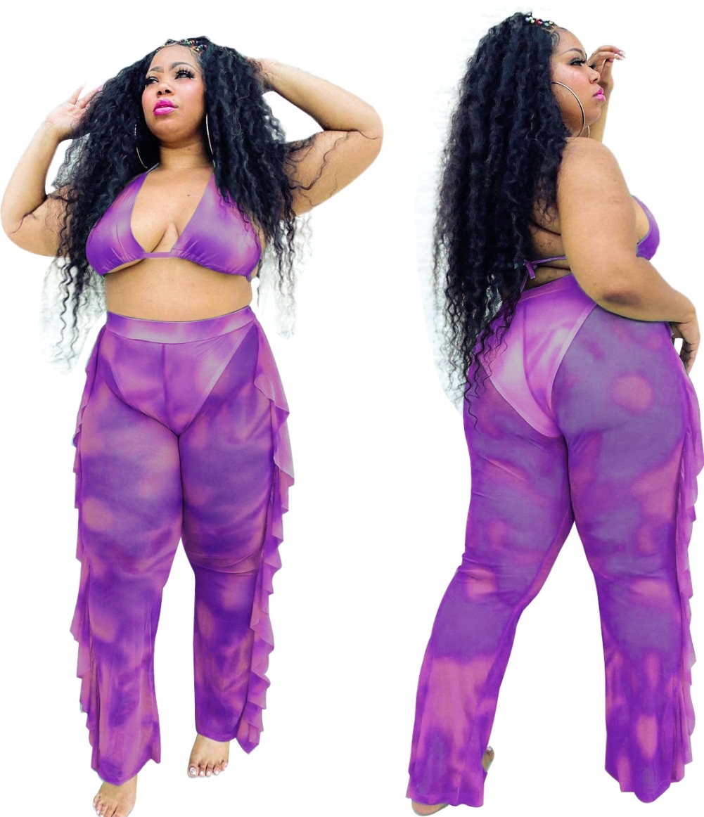 Plus Size Tie Dye Bra and Pants Set