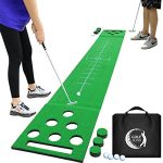 Practice Golf Putting Mat Game Set for Backyard Office House Party w/ 4 Golf Balls