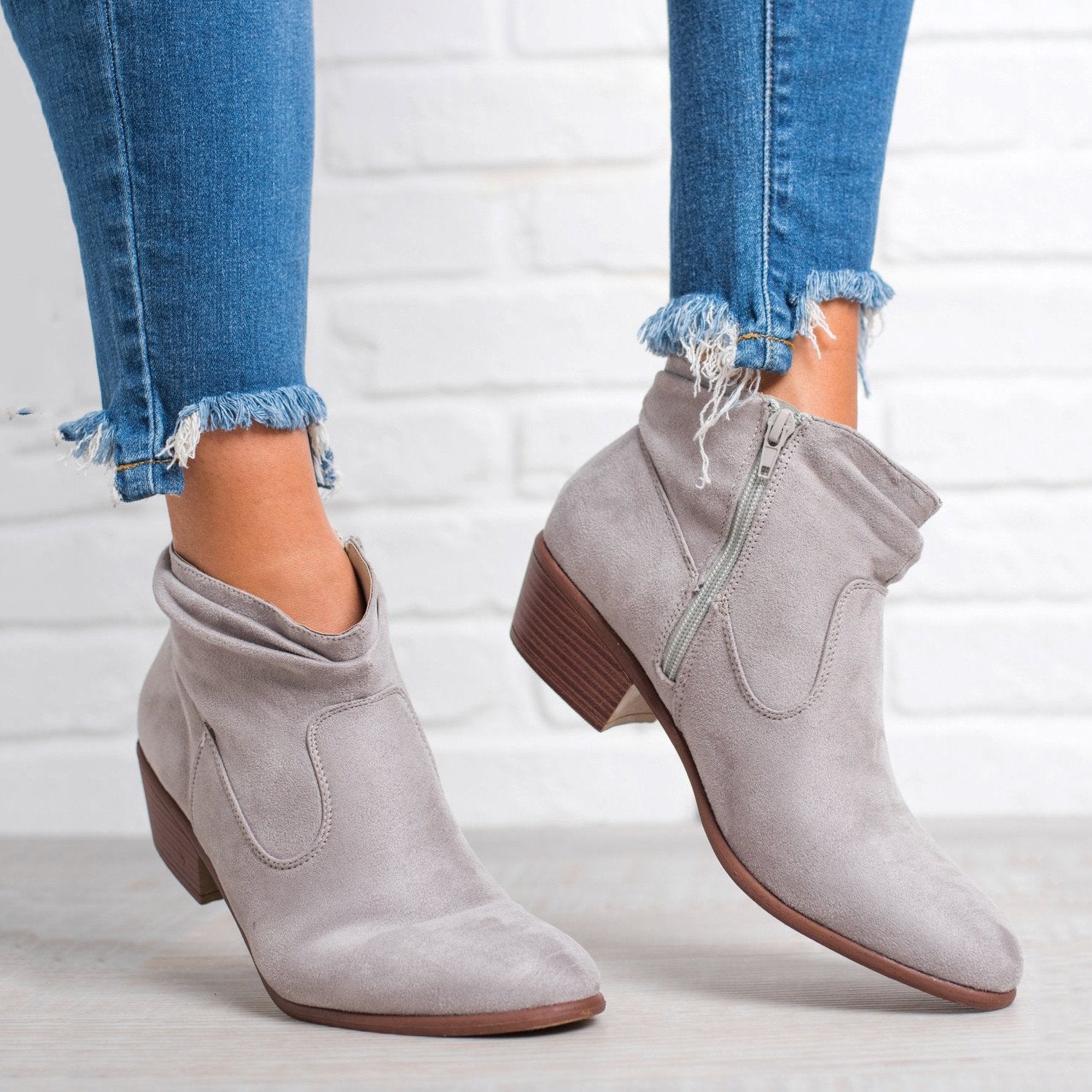 Women Low Heel Ankle Booties Comfort Plus Size