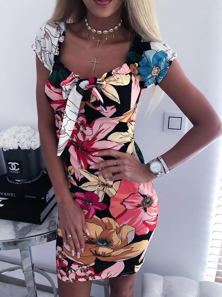 Floral Print Vintage Mini Dress