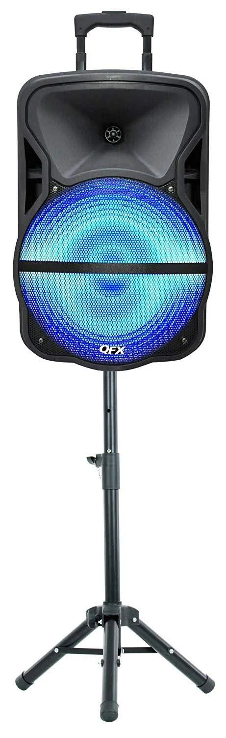 Qfx 15x22 Battery-Powered Portable Bluetooth Speaker with Stand