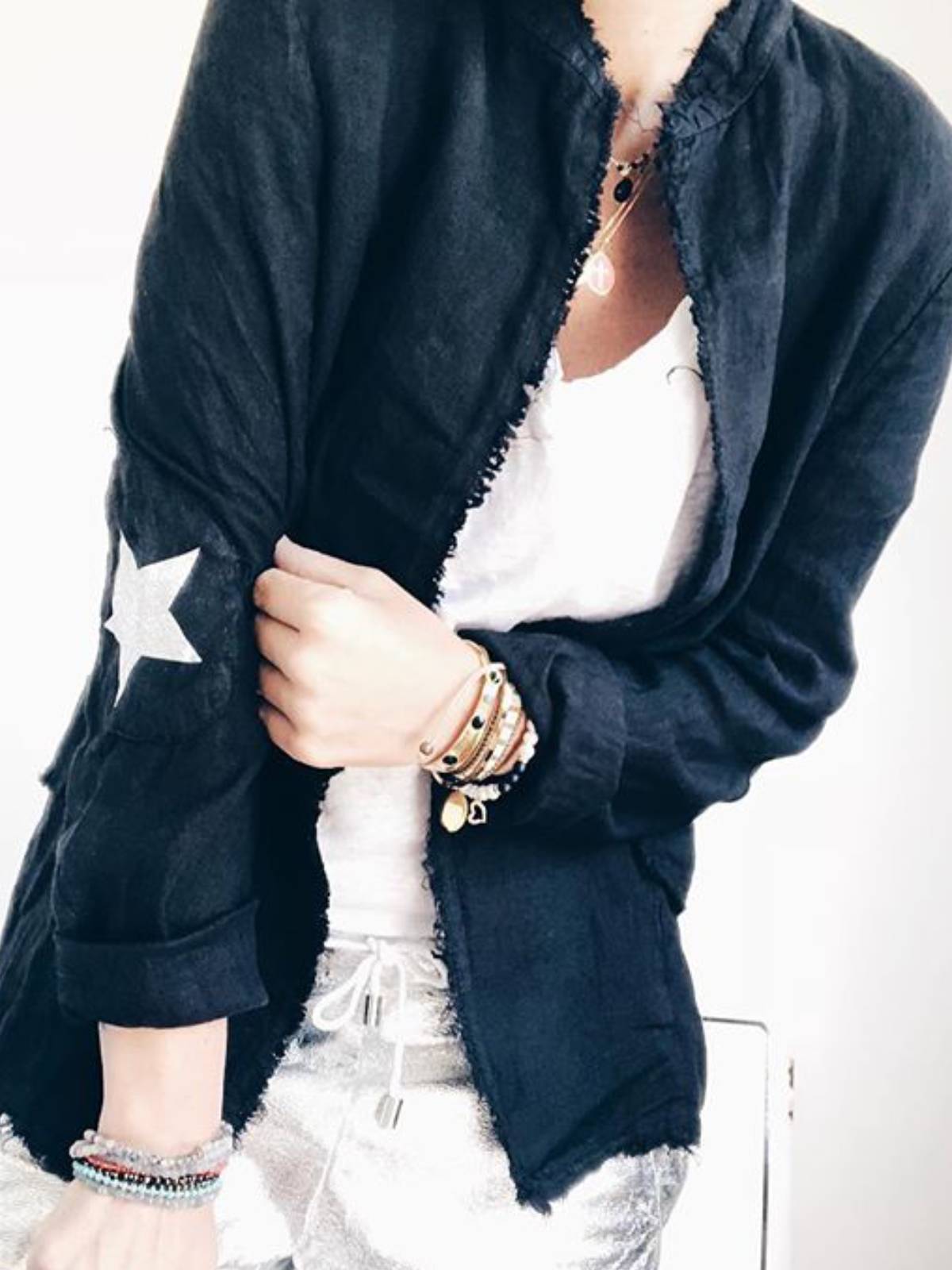 Black Casual Plain Outerwear