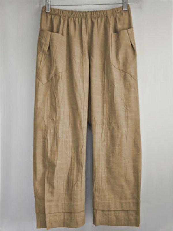 Casual Plus Size Solid Pants With Pockets