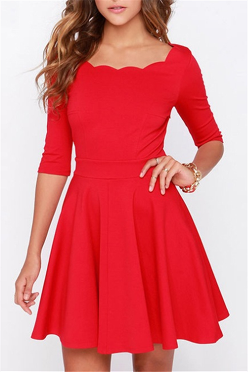 Solid Color Long Sleeve Mini Dress