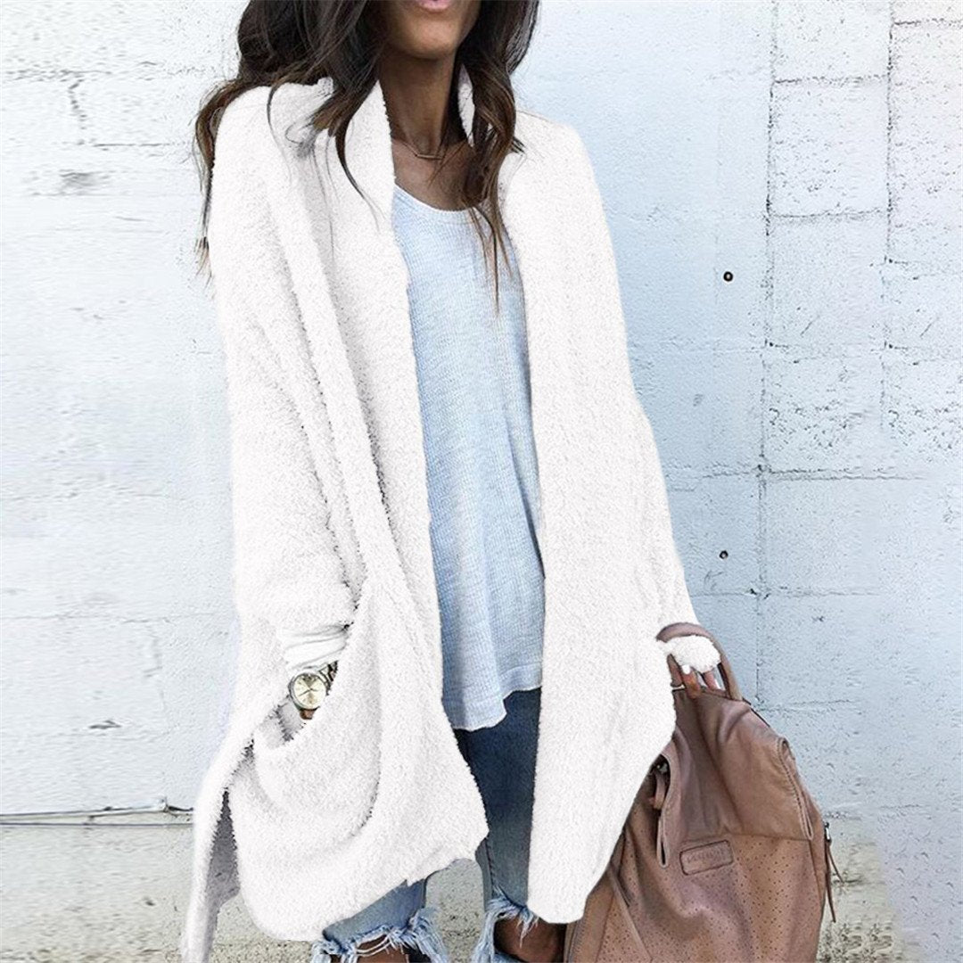 Fashion Splicing Long Fluffy Coat