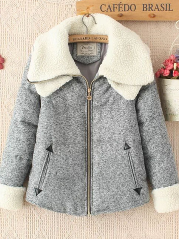 Double Lapel Long Sleeve Cotton Pockets Outdoor Coat