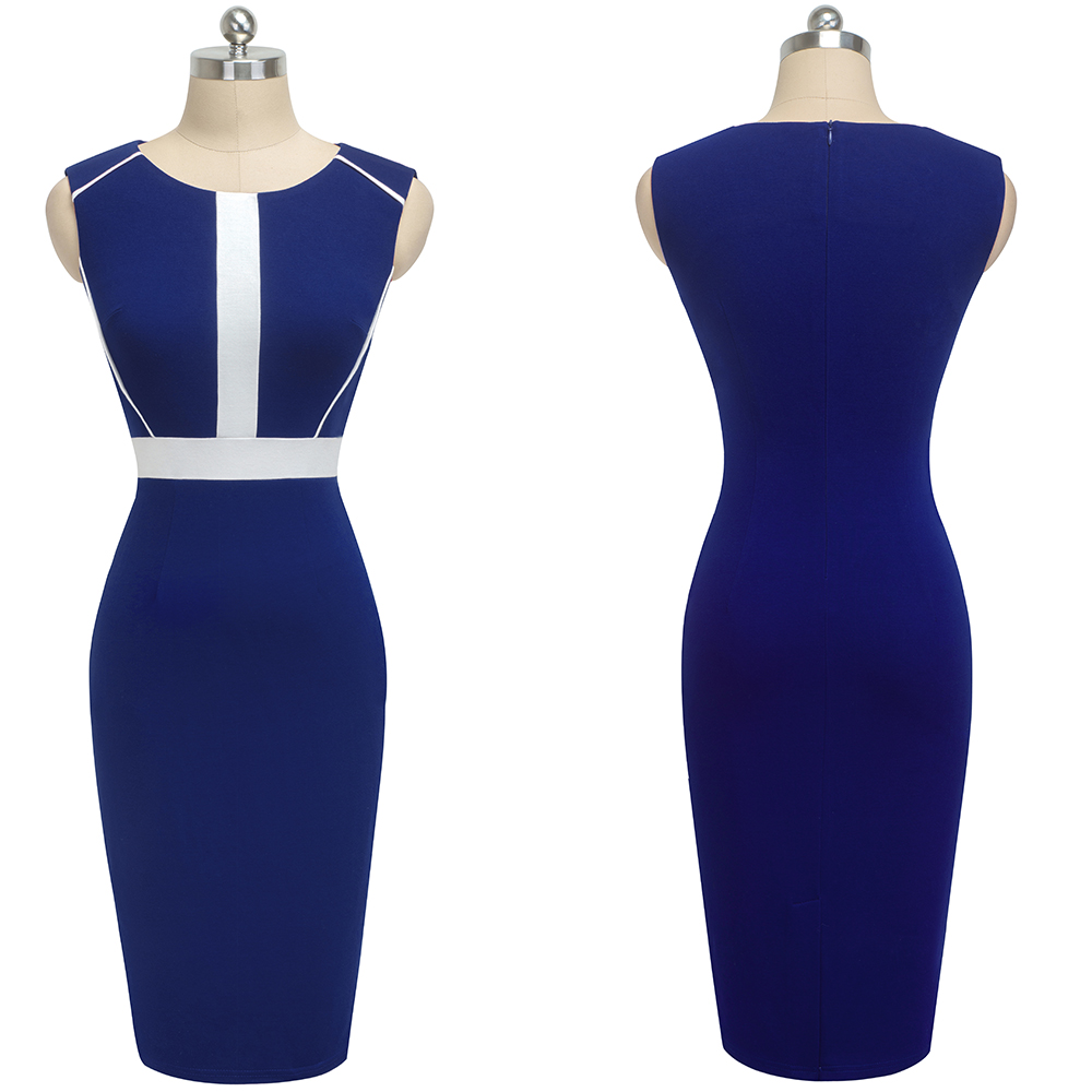 O-Neck Contrast Sleeveless Midi Dress