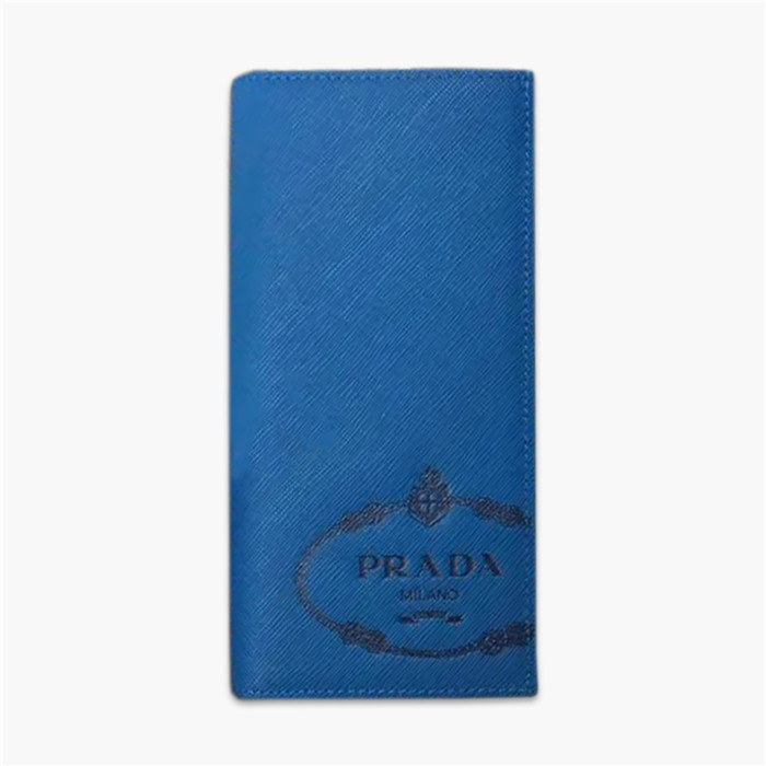 【原版皮】普拉达/Prada 西装钱夹，选用十字纹牛皮裁制而成，饰以黑色经典丝印徽标，风格优雅简约，款号：2MV836