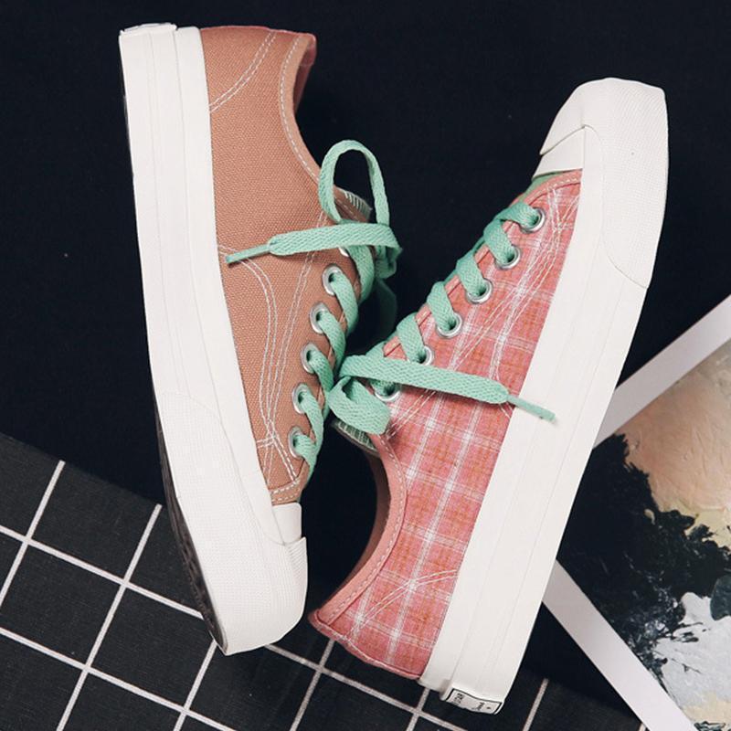 Casual And Comfortable Plaid Canvas Shoes
