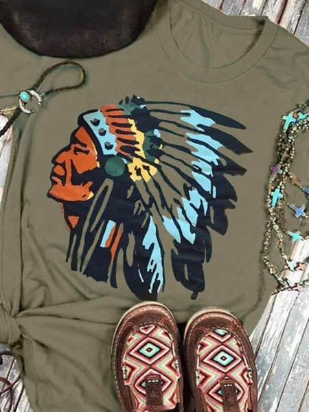 Green Casual Abstract Shirts & Tops