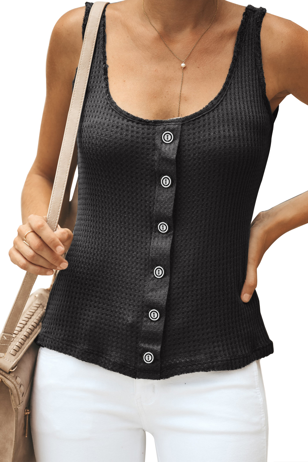 Black Sexy Single Breasted Sling Vest