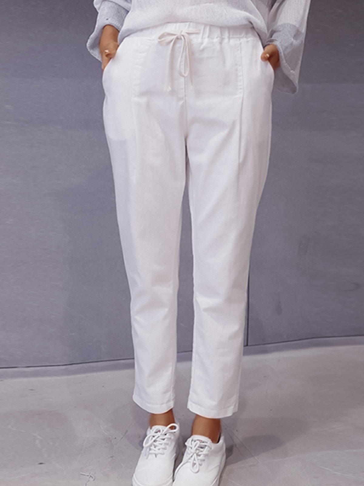 Plus Size Women Plain Casual Pants