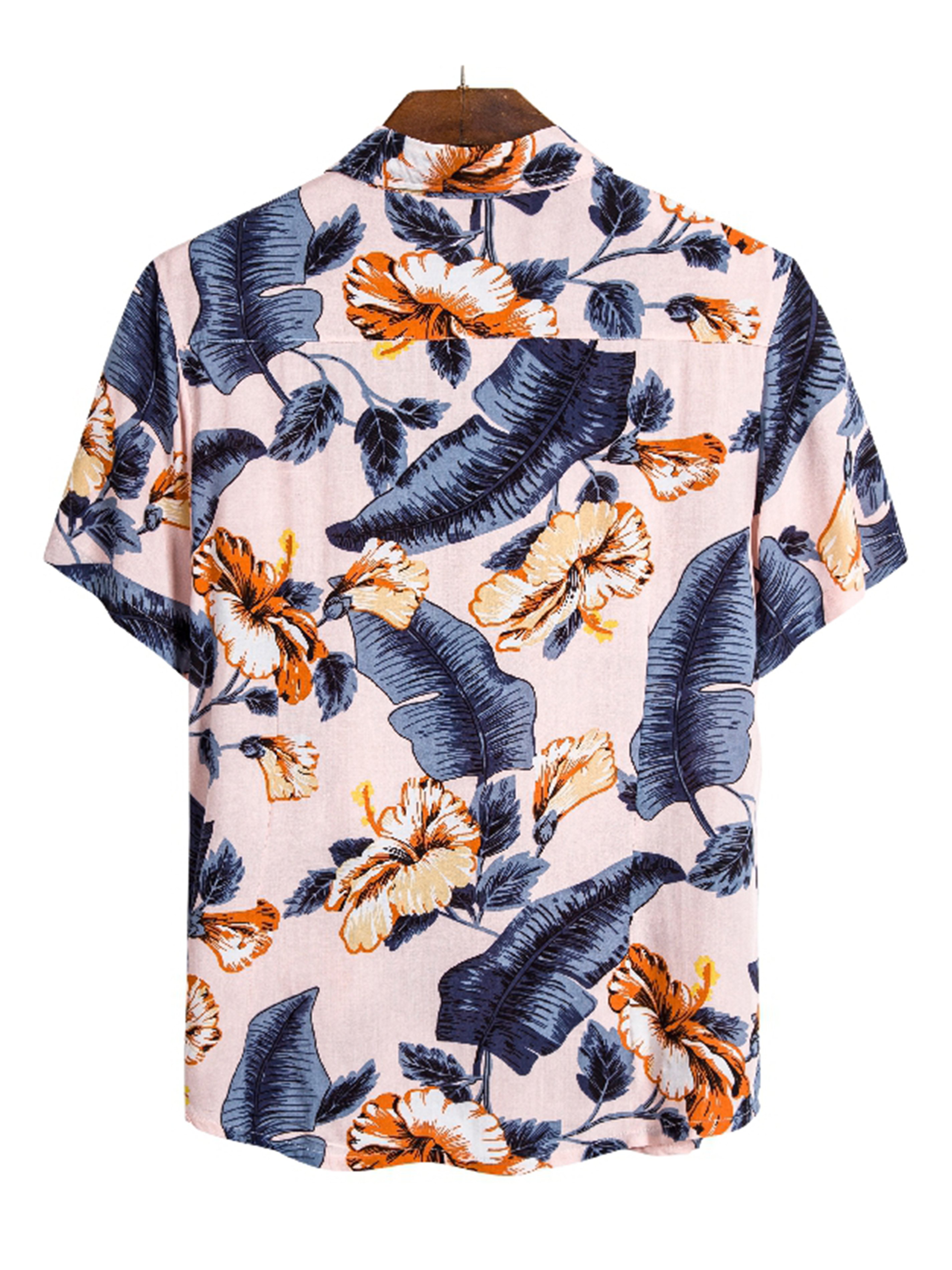 Men's Retro Banana Leaf Graphic Button Up Shirt