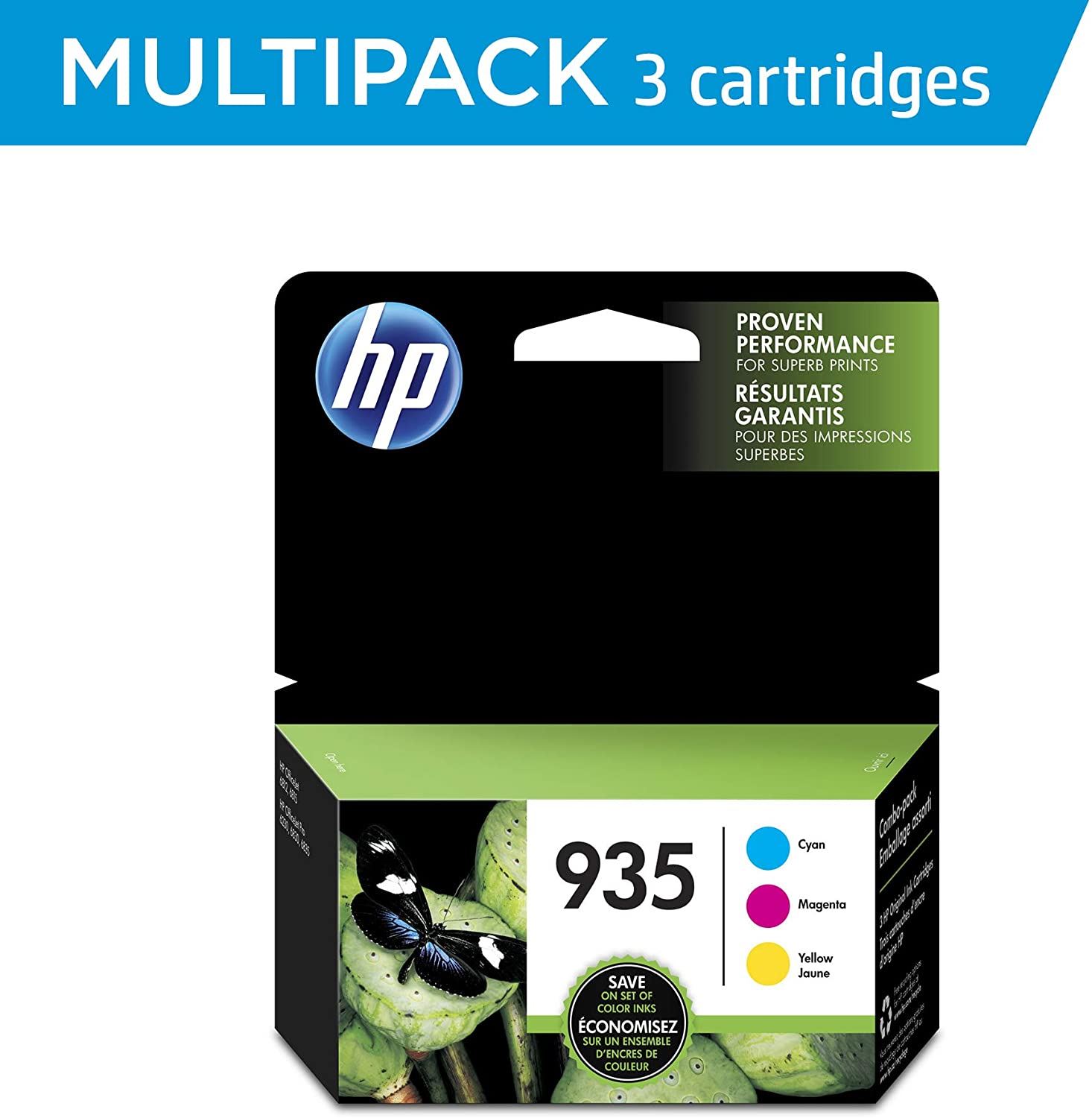 HP 935 | 3 Ink Cartridges | Cyan, Magenta, Yellow | C2P20AN, C2P21A, C2P22AN