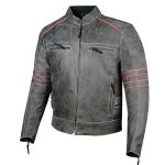 Men’s Vintage Distress Leather Motorcycle Jacket w/ Ventilated Removable CE Armor/ S