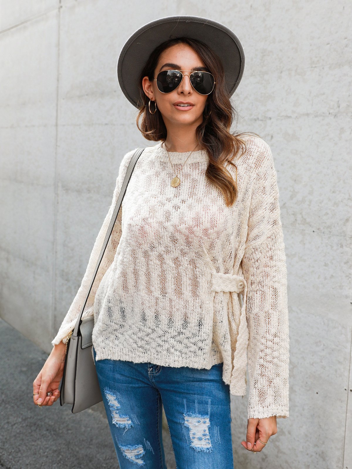 Long Sleeve Crew Neck Shift Shirts & Tops