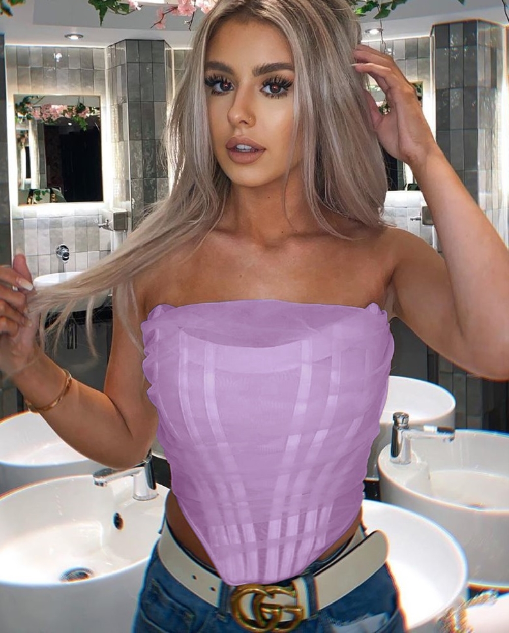 Sexy Purple Strapless Party Top