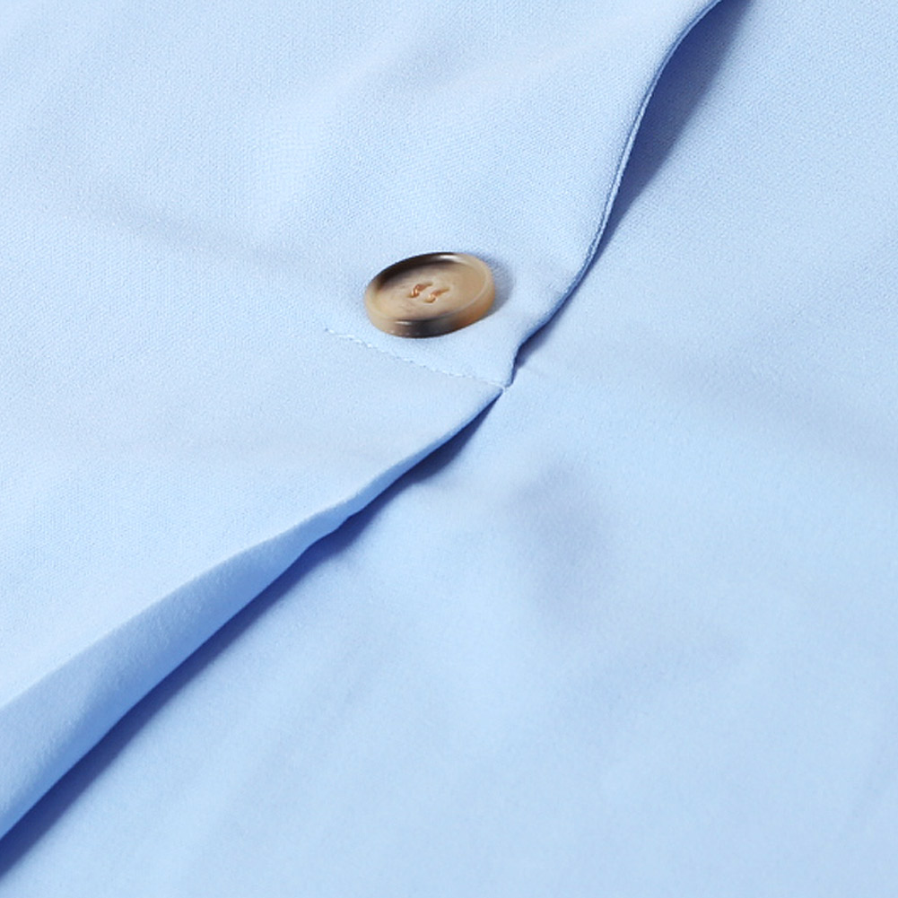 Sky Blue V Cut Buttoned Tank Top