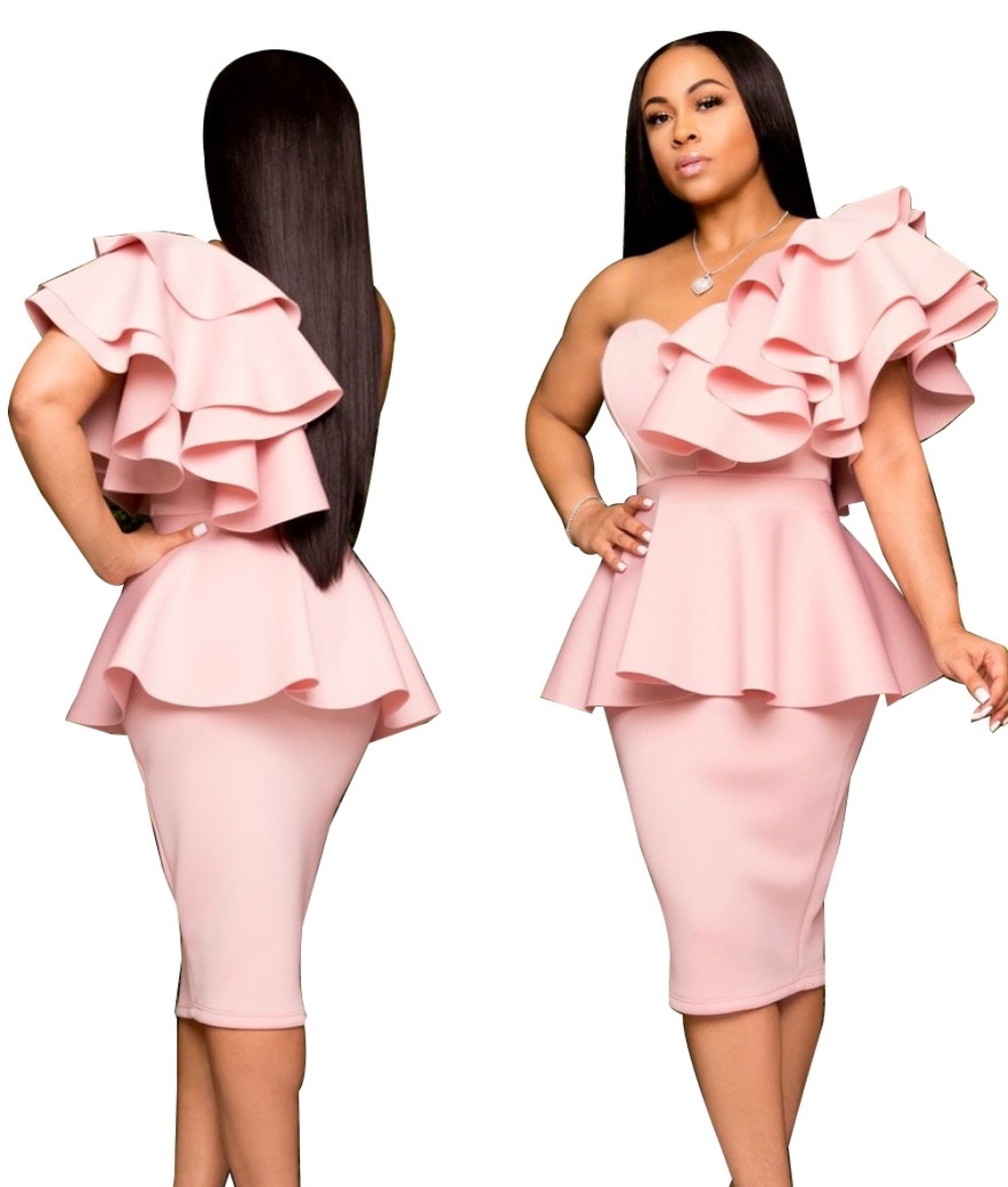 Occassional One Shoulder Peplum Dress