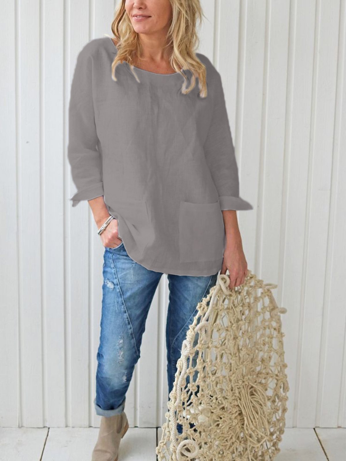 Pockets Casual Plain Long Sleeve Shirts