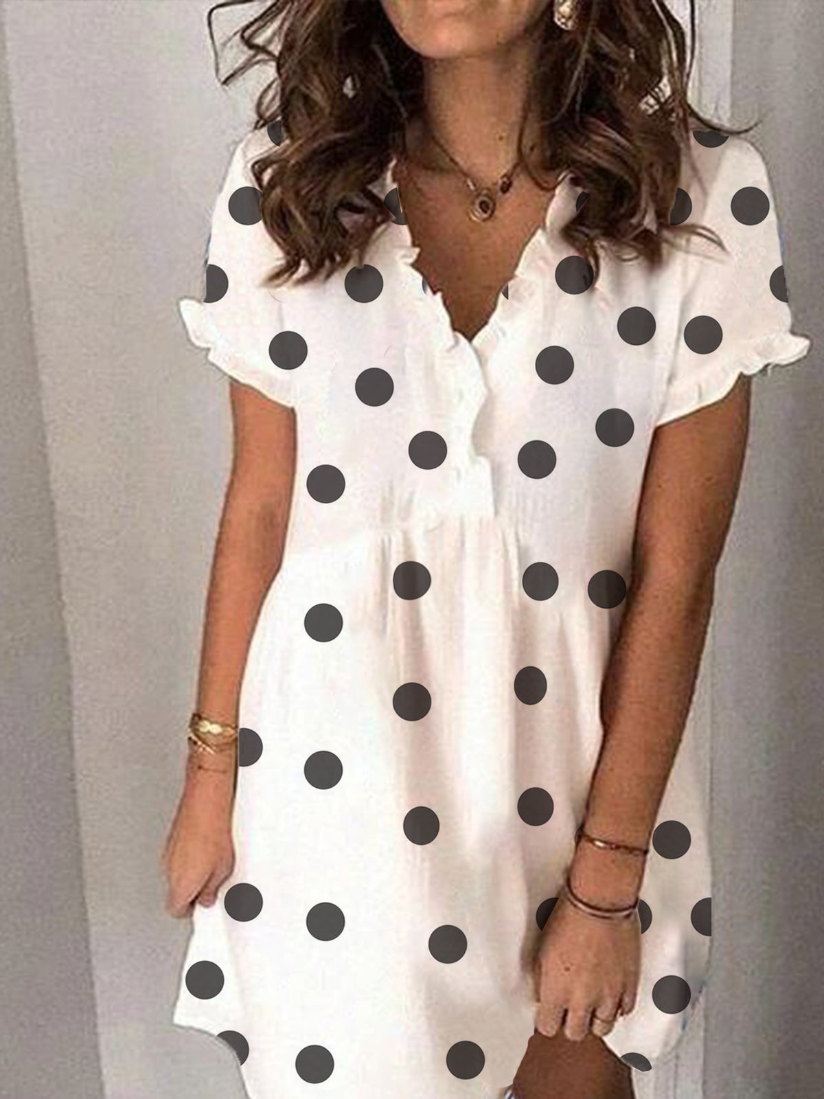 Casual Polka dot short sleeved dress