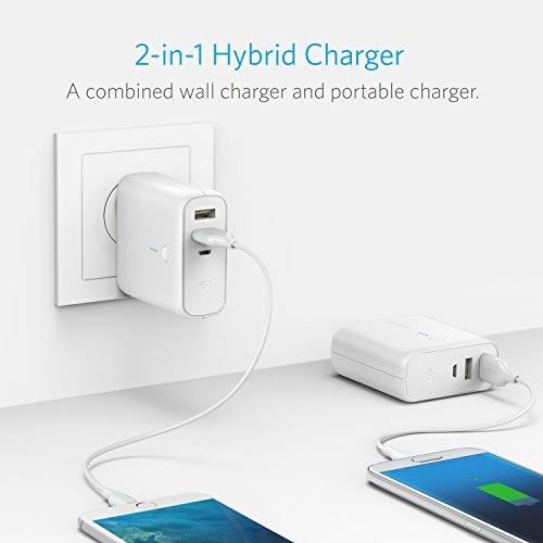 Anker PowerCore Fusion, Portable Charger 5000mAh with Dual USB Wall Charger, Foldable Plug and PowerIQ Travel Charger, Battery P