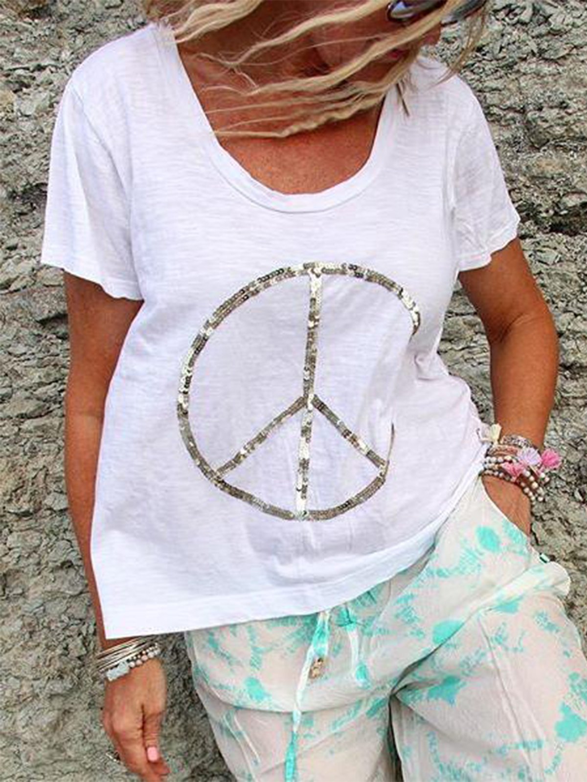 Round Neck Short Sleeve Casual Shirts