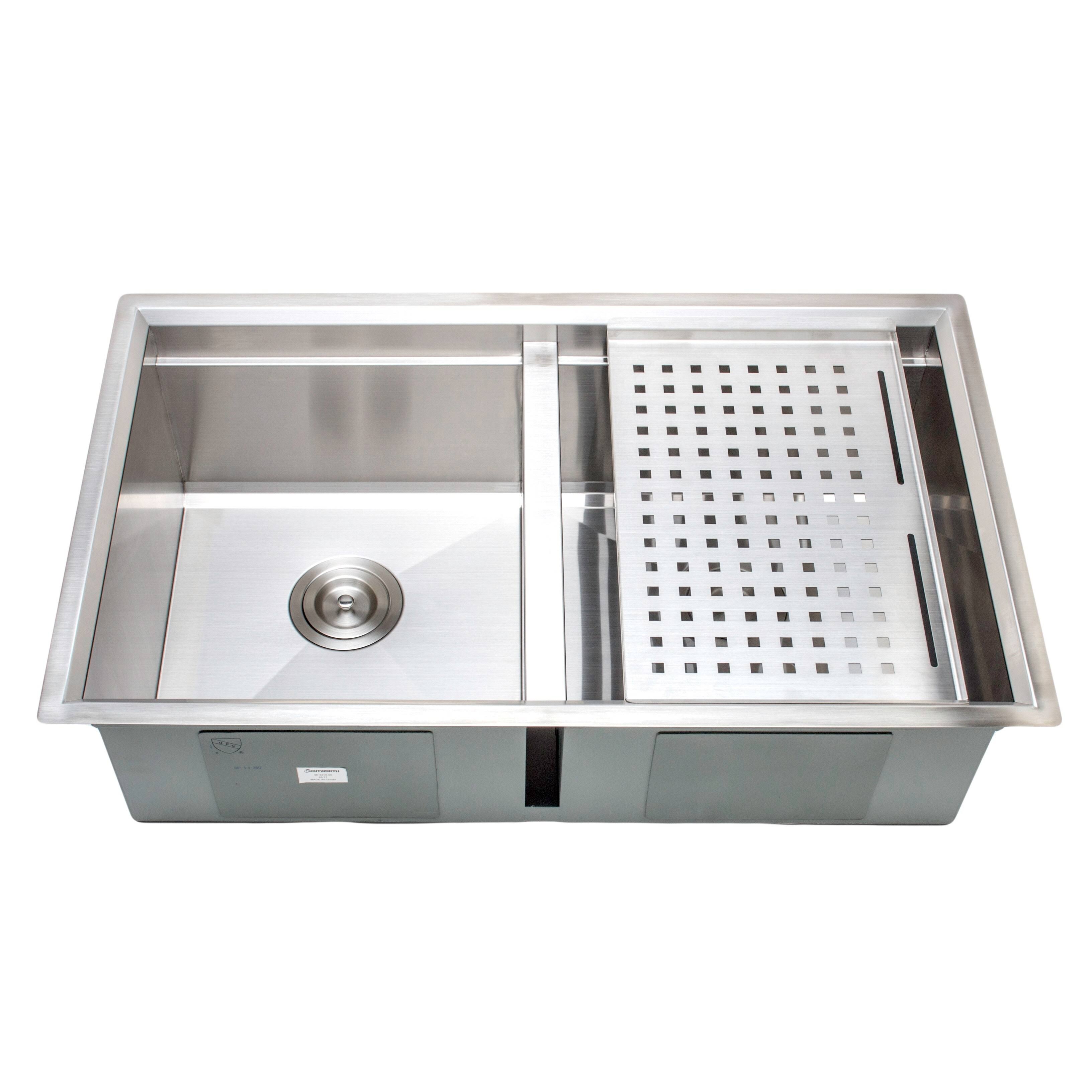 Wells Sinkware 3D Series 32-Inch Undermount 50-50 Double Stainless Steel Kitchen Sink w/ Companion Colander and Cutting Board