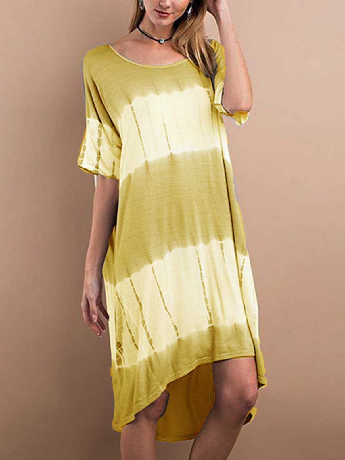 Short Sleeve Casual Plain Dresses