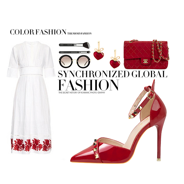 10CM Sexy Rivets Shallow Pointed Elegant Dress Heeled Sandals