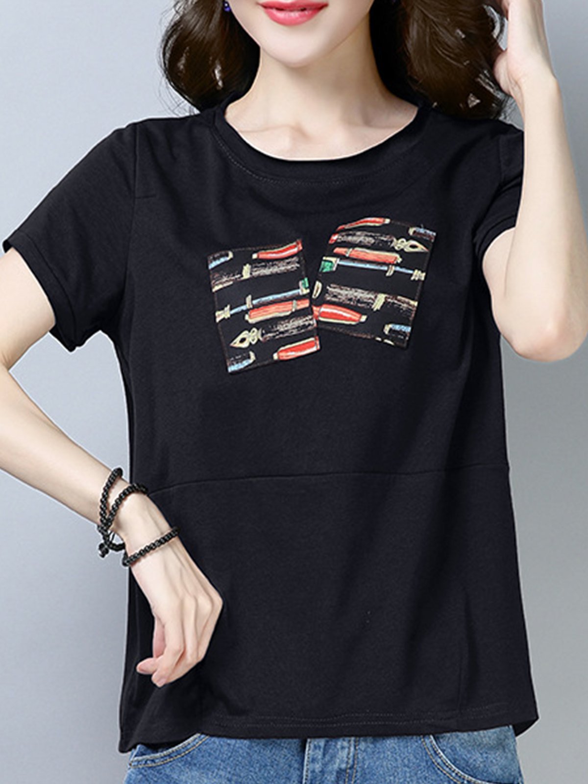 Short Sleeve Cotton-Blend Shirts & Tops