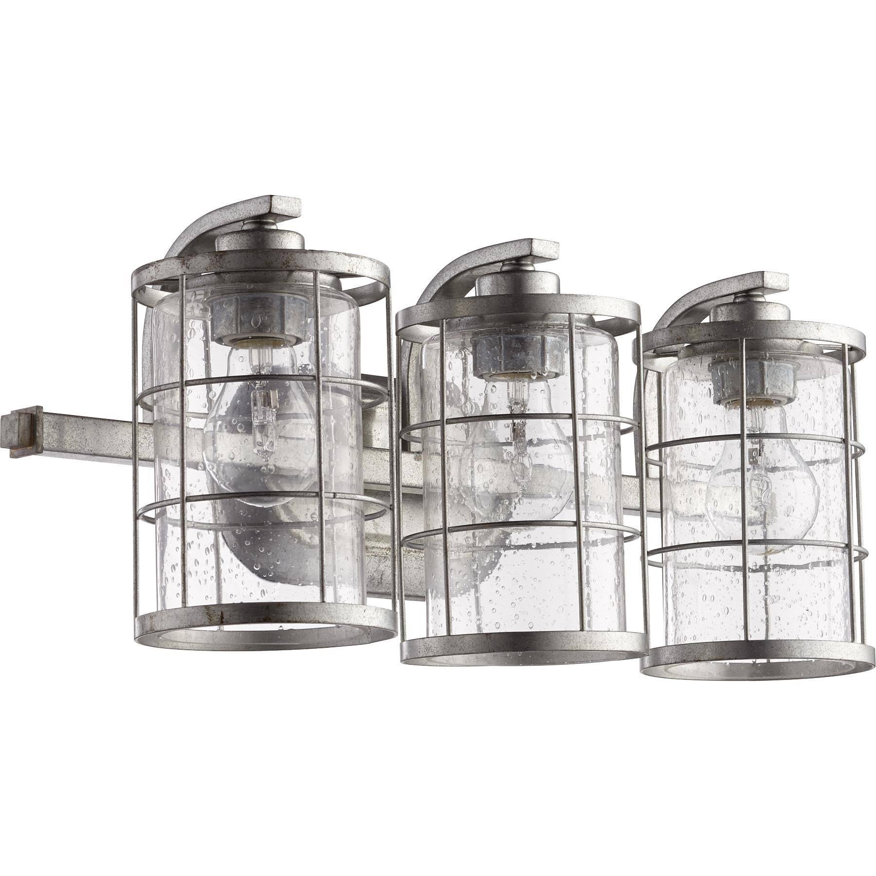 Quorum Ellis 3 Light Vanity, Tumbled Steel - 5364-3-7