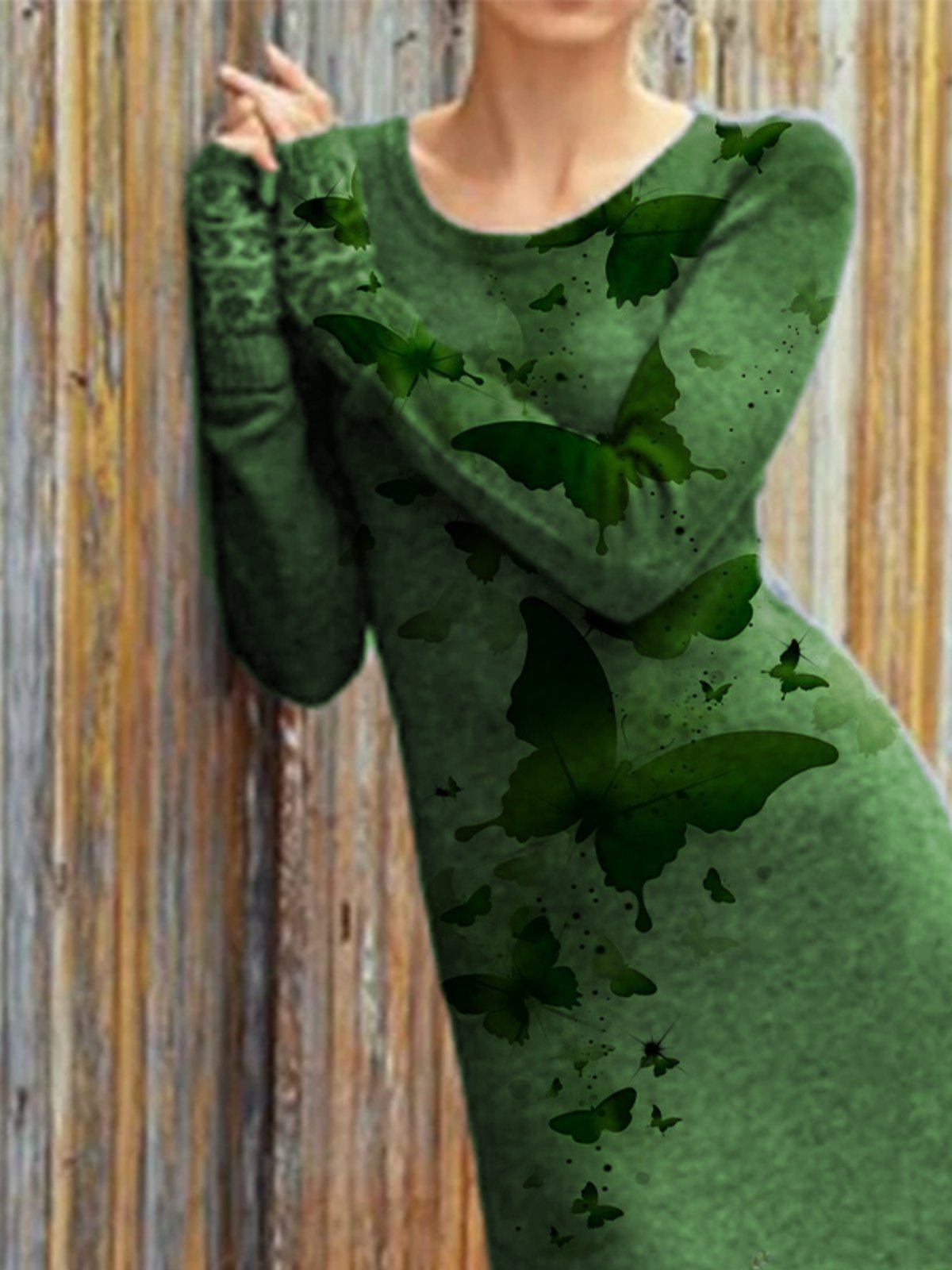 Cotton-Blend Long Sleeve Dresses