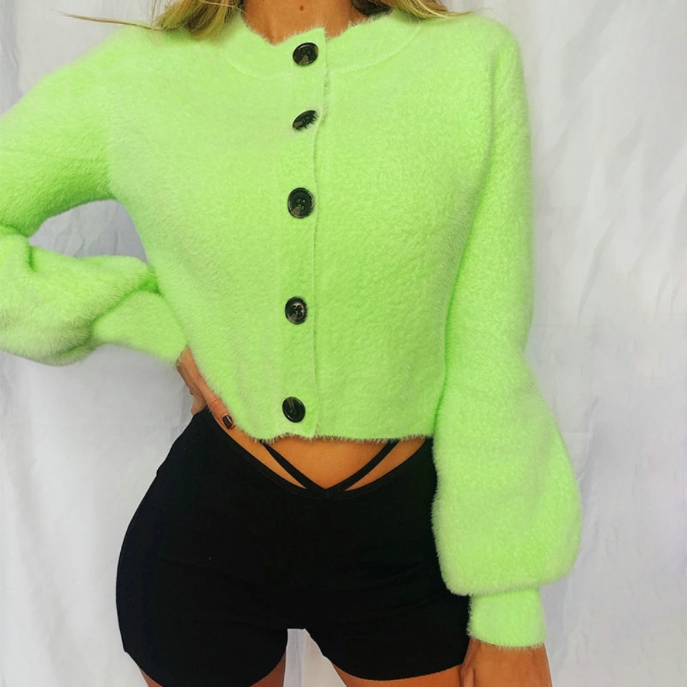 Autumn Short Plush Coat with Pop Sleeves