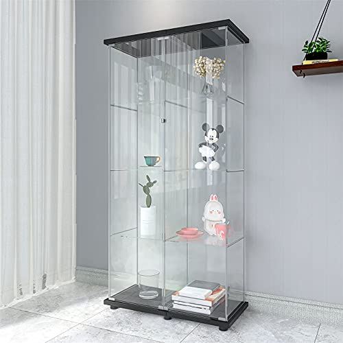4-Tier Shelf Glass Display Cabinet w/ 2 Door for Home&Office/30��� W x 14.5��� D x 64��� H