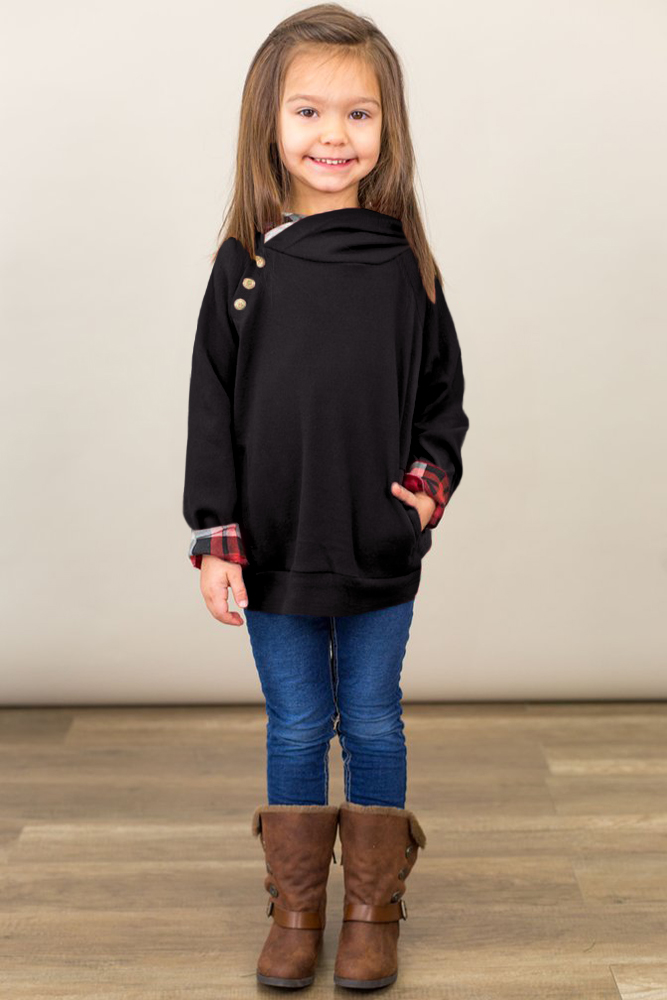 Black Toddlers Double Hooded Sweatshirt