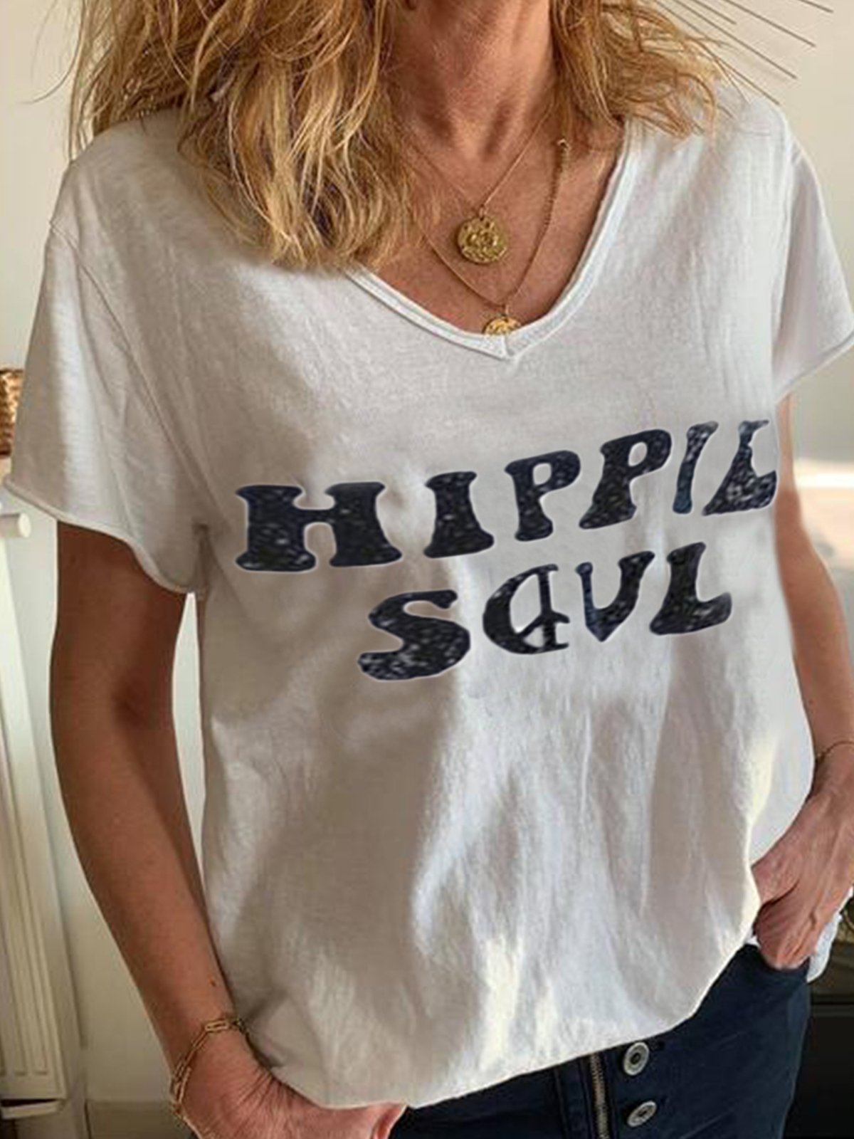 Short Sleeve V Neck Casual Shirts & Tops