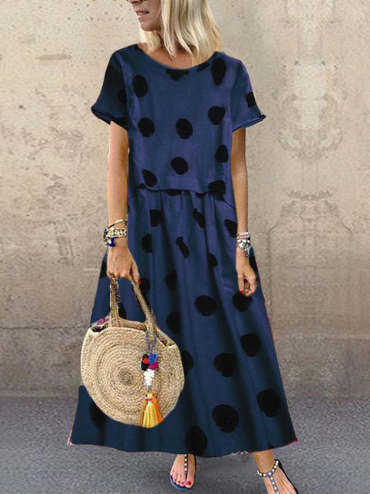 Color-Block Short Sleeve Dresses