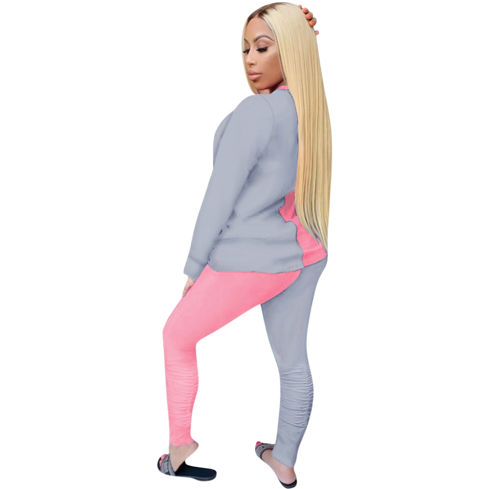 Casual Contrast 2PC Shirt and Pants Set