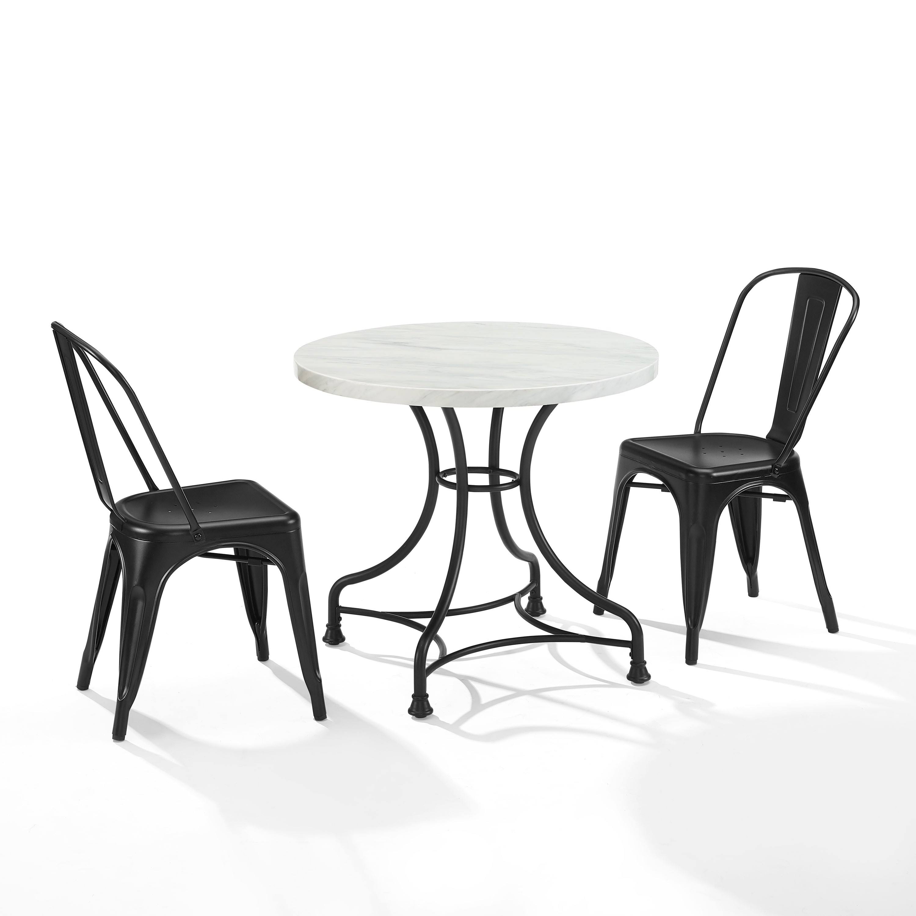 Crosley MADELEINE 32x22 3 Piece Dining Set with Amelia Chairs - Black