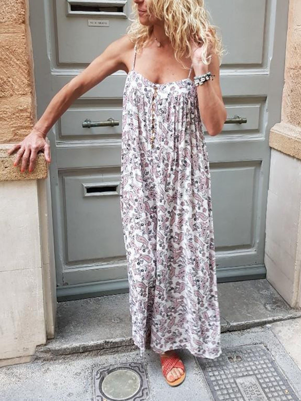 White Floral Casual Pants